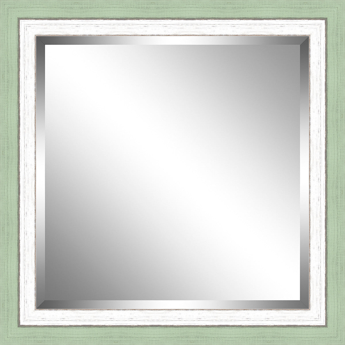 Beveled Green and White Framed Mirror