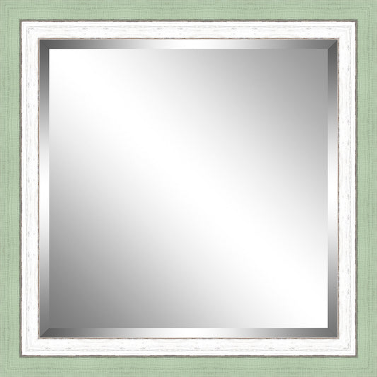 Beveled Green and White Framed Mirror