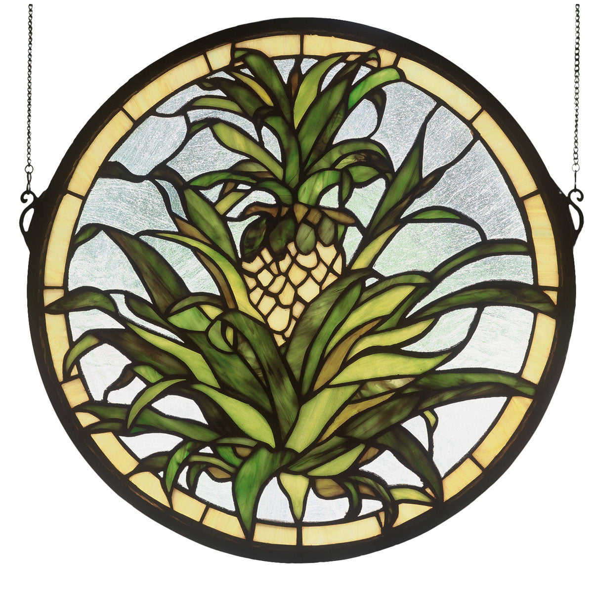 Round Pineapple Stained Glass Window