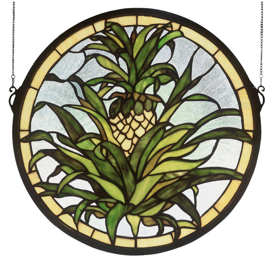 Round Pineapple Stained Glass Window