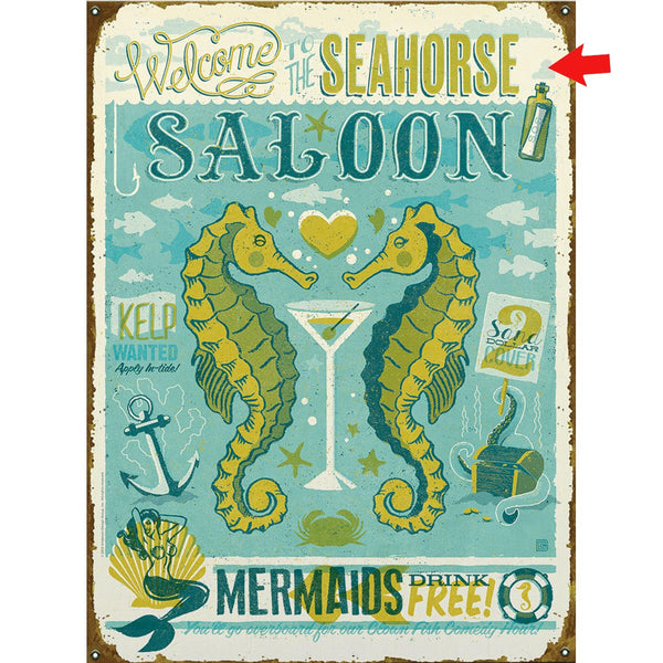 Seahorse Saloon Personalized Sign - 28 x 38