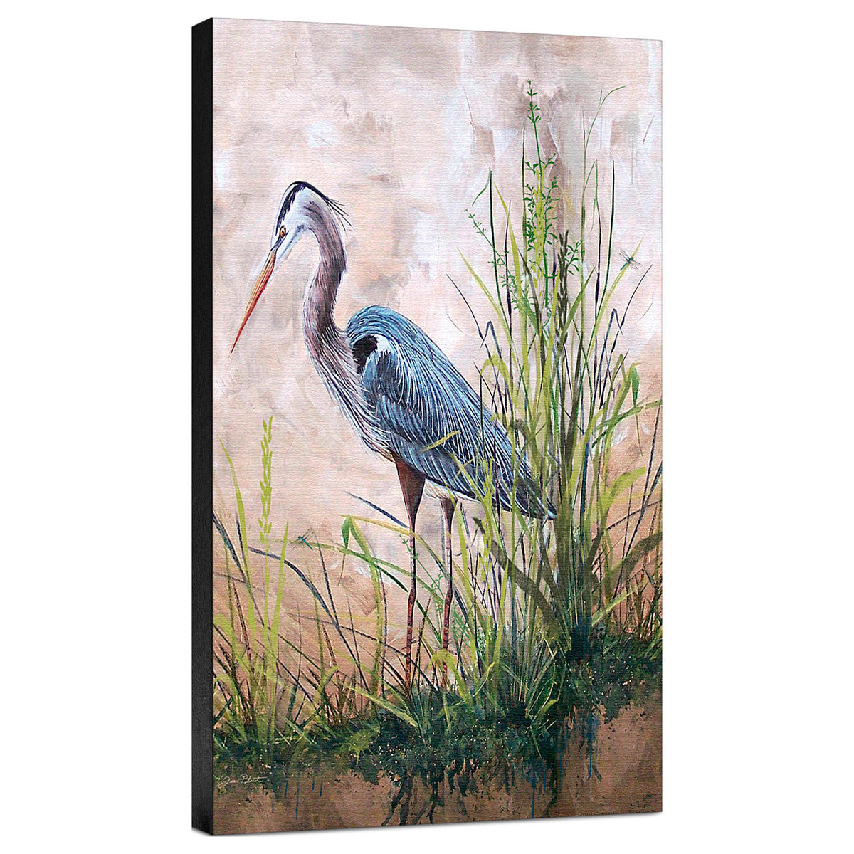 In the Reeds Blue Heron B Gallery Wrapped Canvas