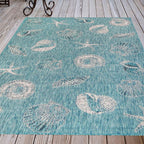 Antigua Shells Aqua Indoor/Outdoor Rug - 7 x 9