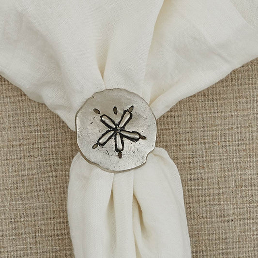 Aluminum Sand Dollar Napkin Rings - Set of 4