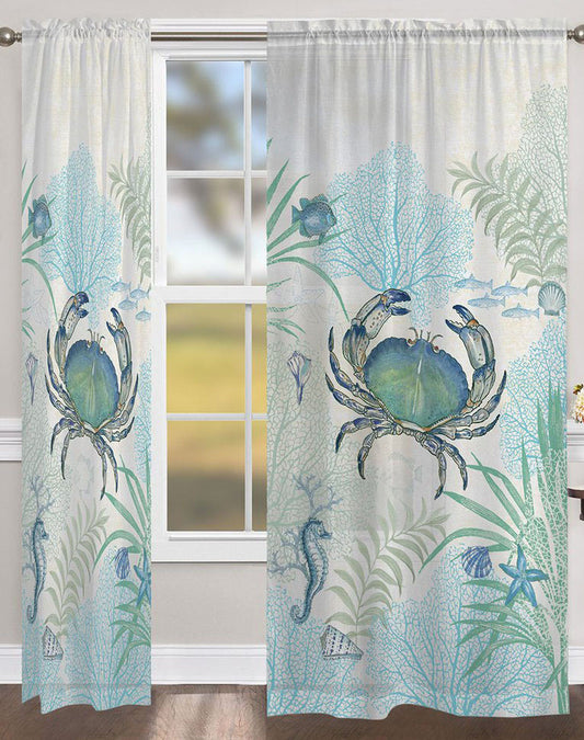 Blue Sea Life Sheer Window Panel