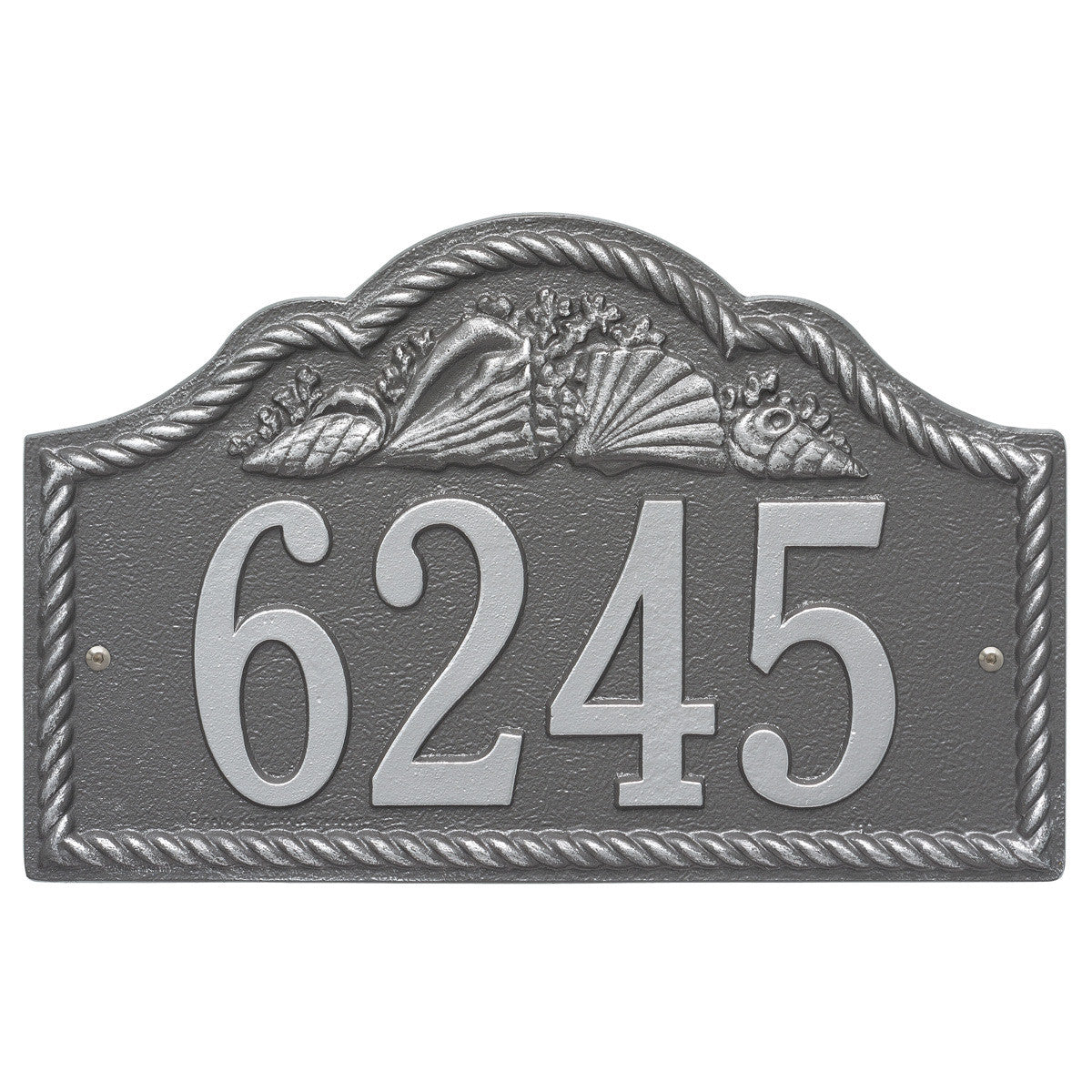 House Numbers Shells Rope and Shell Arch House Number Plaque - Pewter Silver | Bella Coastal ...