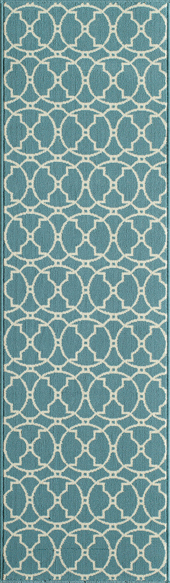 Baja Circlet Blue Rug - 2 x 8