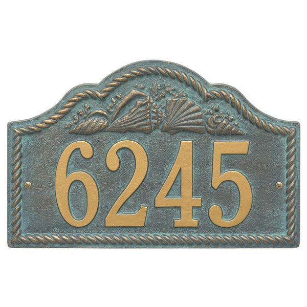 Verdigris Address Numbers Rope and Shell Arch House Number Plaque - Bronze Verdigris | Bella ...