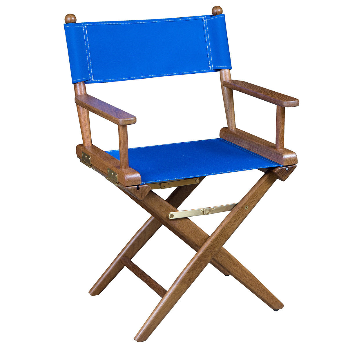 Teak Director's Chair with Blue Seat Covers