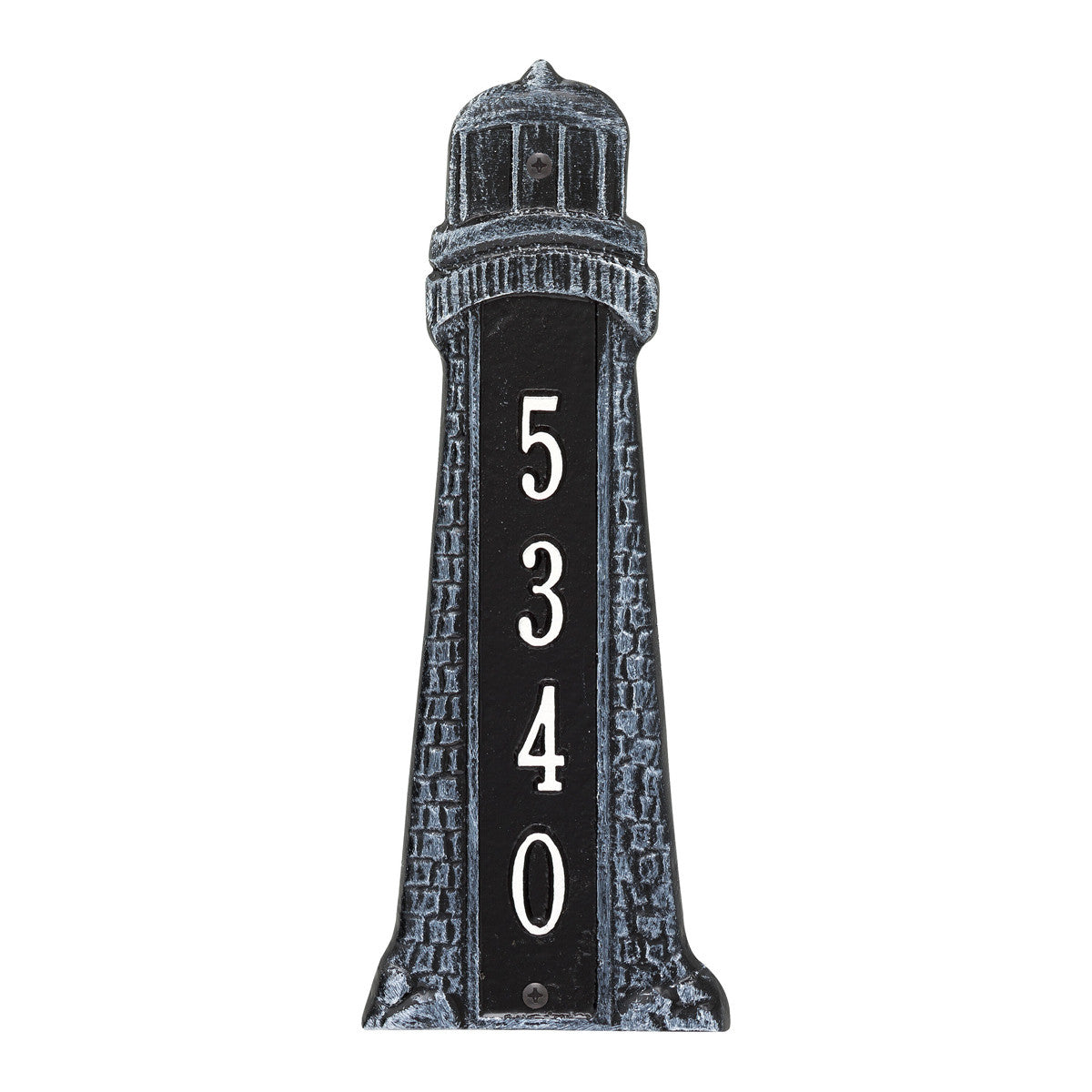 Small Lighthouse Vertical House Number Plaque - Indigo & White