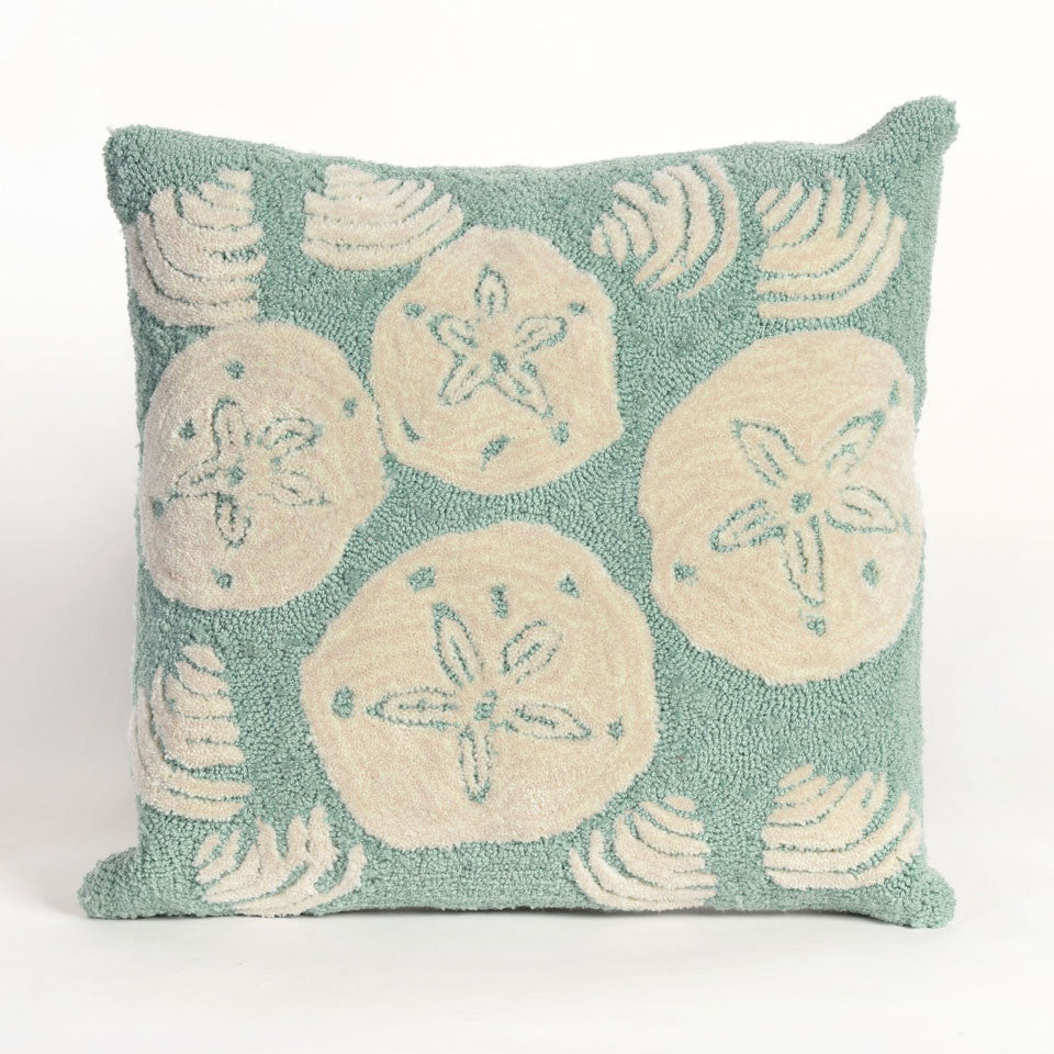 Shell Toss Aqua Indoor/Outdoor Pillow