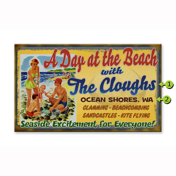 A Day at the Beach Name Personalized Sign - 14 x 24