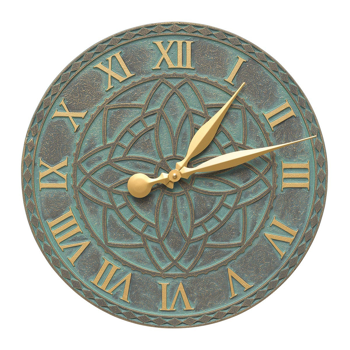 Artisan Flower Indoor/Outdoor Wall Clock - Bronze Verdigris
