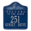Welcome to the Beach Address Plaque - Blue and Silver