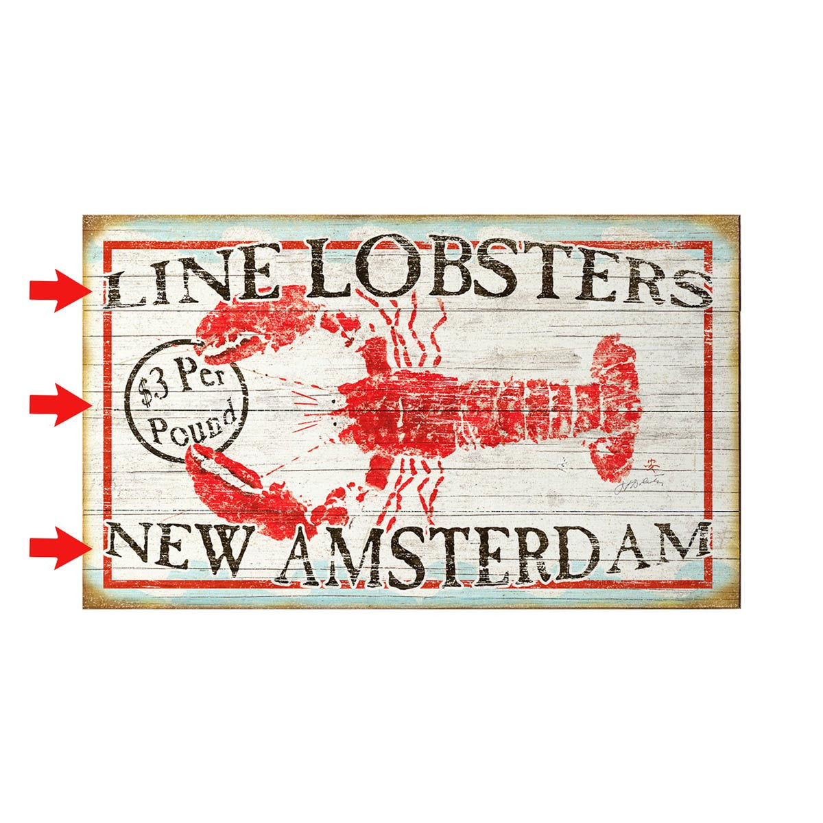 Horizontal Lobster Personalized Sign - 48 x 28