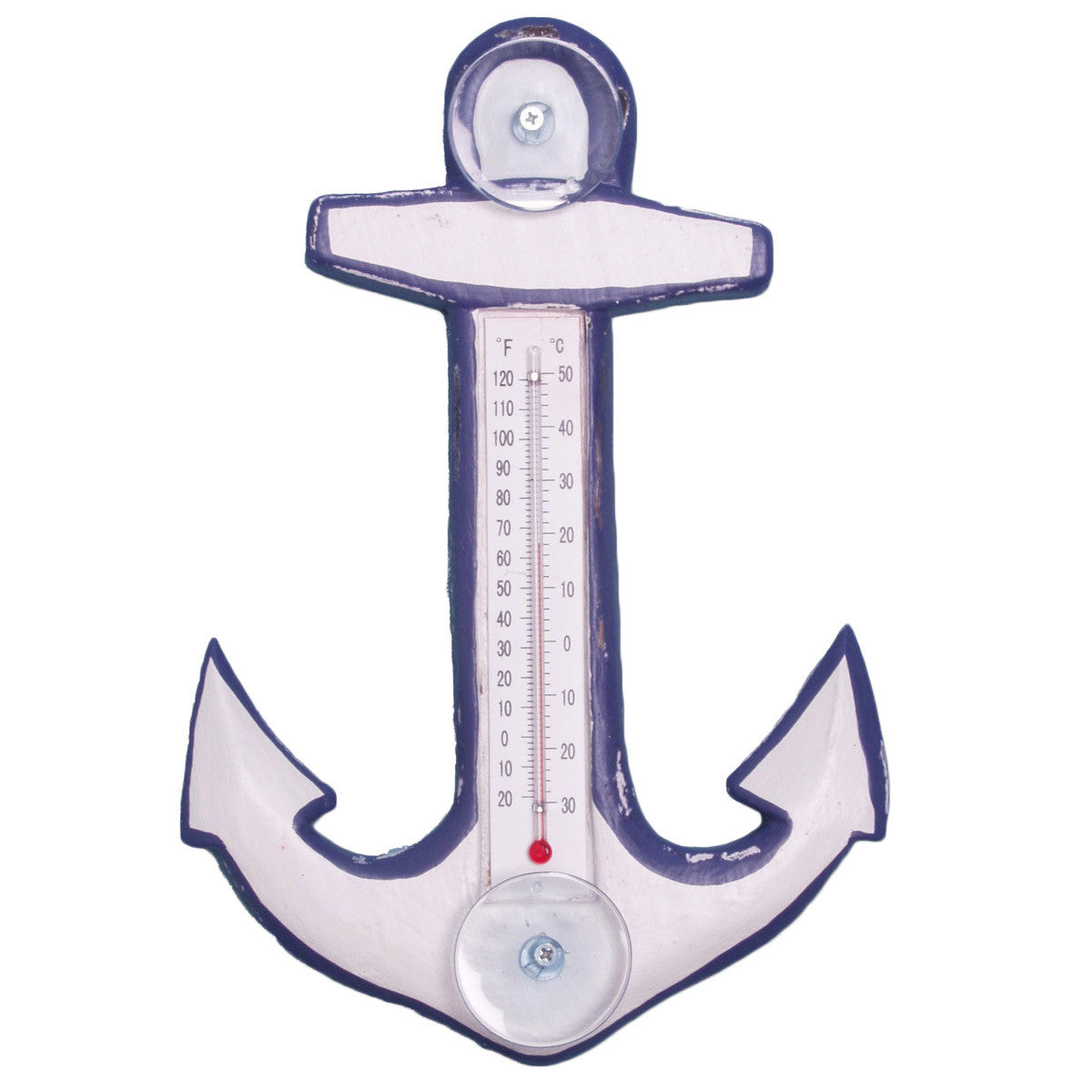 White & Blue Anchor Small Window Thermometer