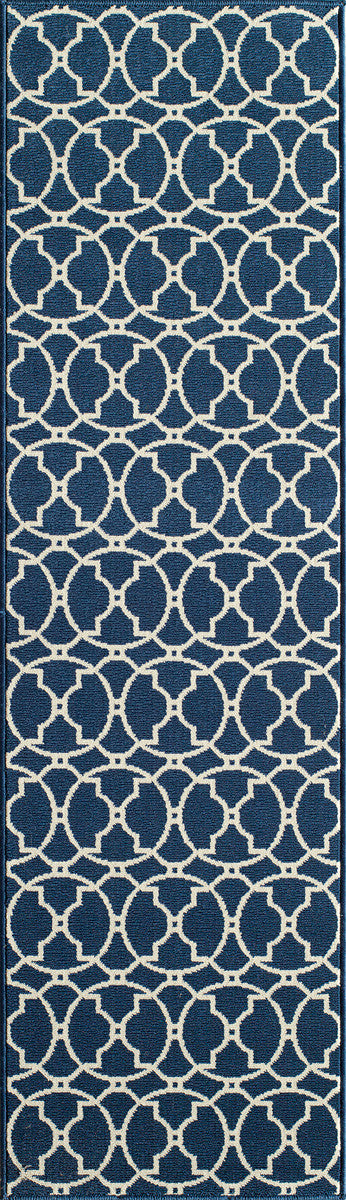 Baja Circlet Navy Rug - 2 x 8