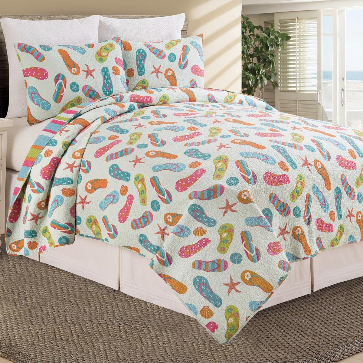 Flip Flops Quilt Bed Set - King
