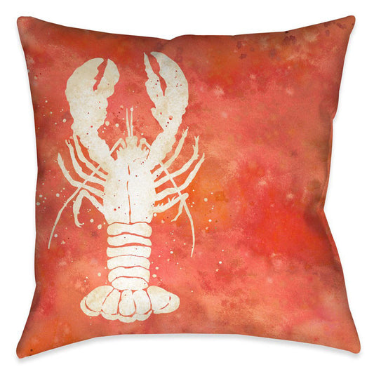 Watercolor Waves Lobster 18 x 18 Outdoor Pillow