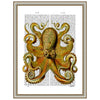 Vintage Yellow Octopus Front Framed Print