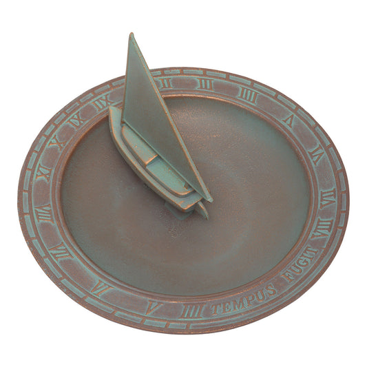 Copper Verdi Sailboat Sundial Birdbath