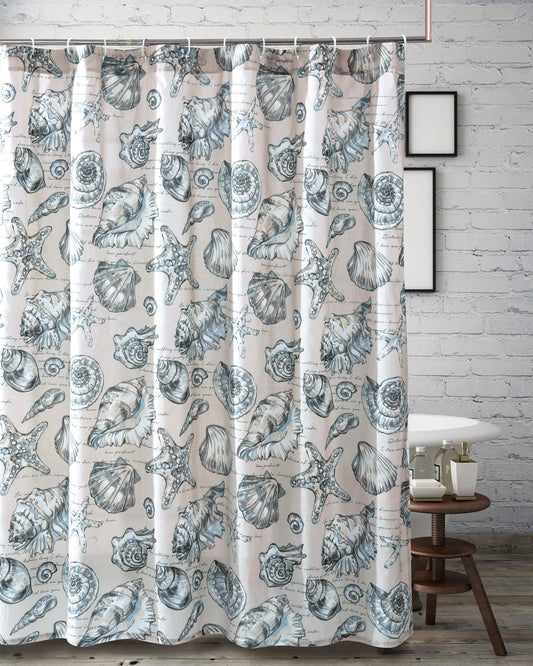 Antilles Shells Linen Shower Curtain