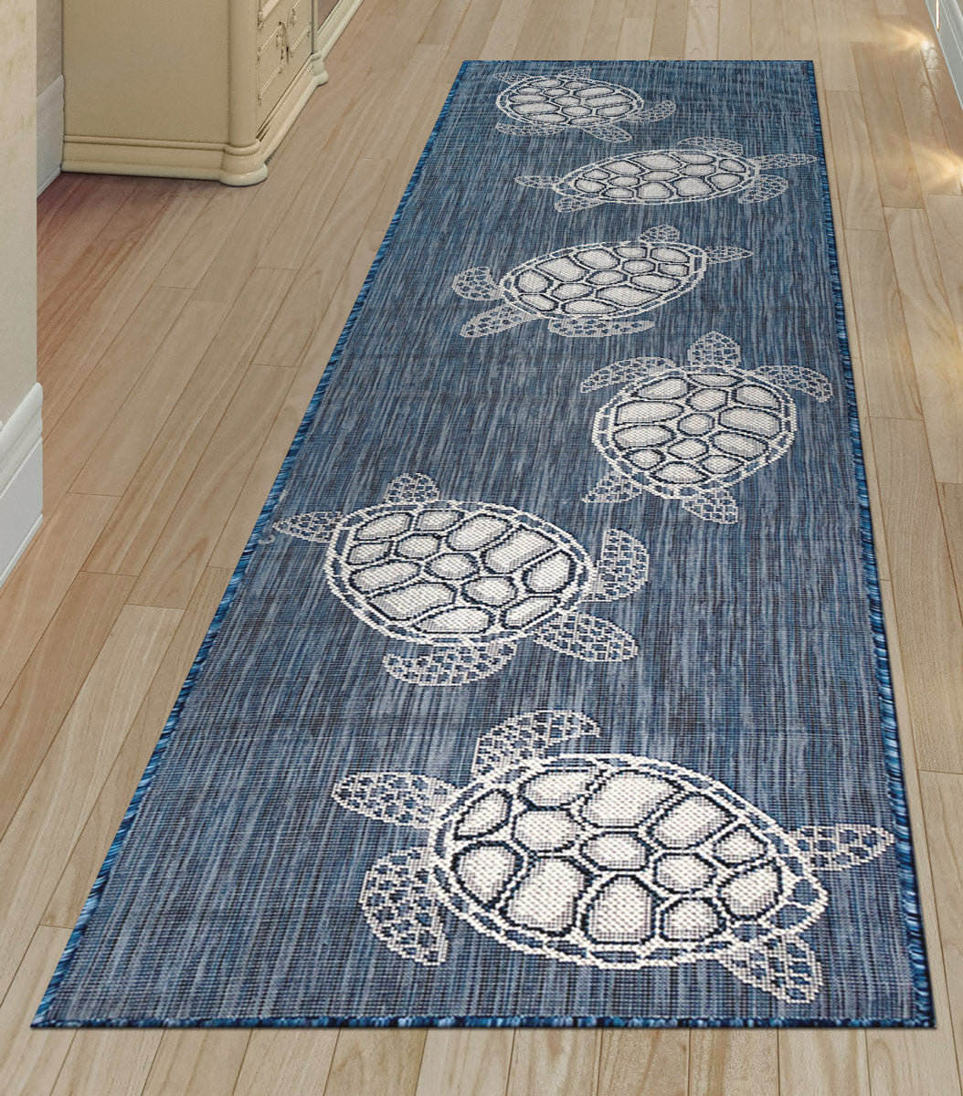 Marisol Bay Navy Indoor/Outdoor Rug - 2 x 8