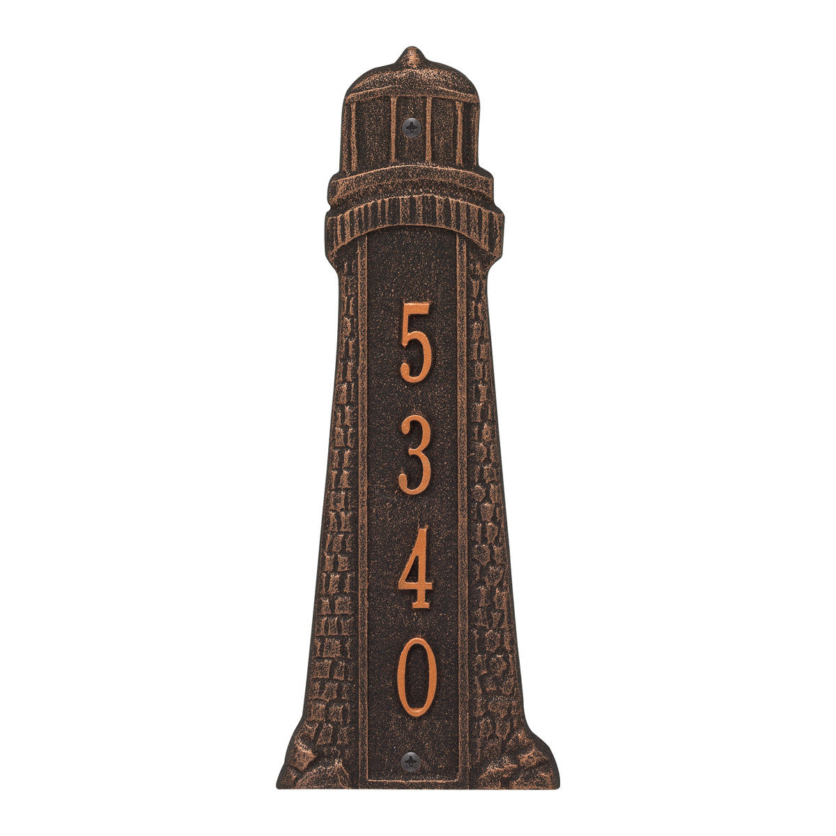 Small Lighthouse Vertical House Number Plaque - Oil Rub Bronze