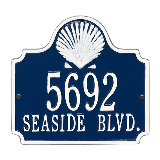 Shell Address Plaque - Blue & White