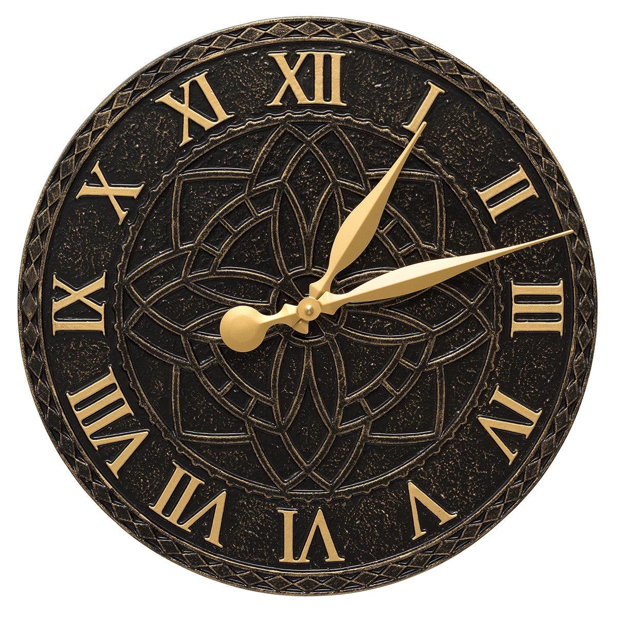Artisan Flower Indoor/Outdoor Wall Clock - Black & Gold