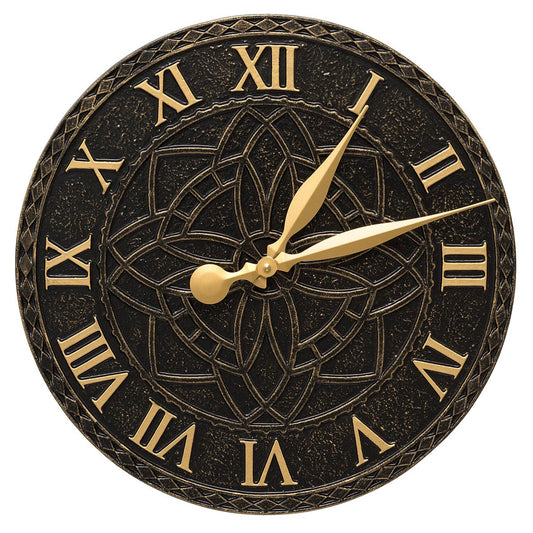 Artisan Flower Indoor/Outdoor Wall Clock - Black & Gold