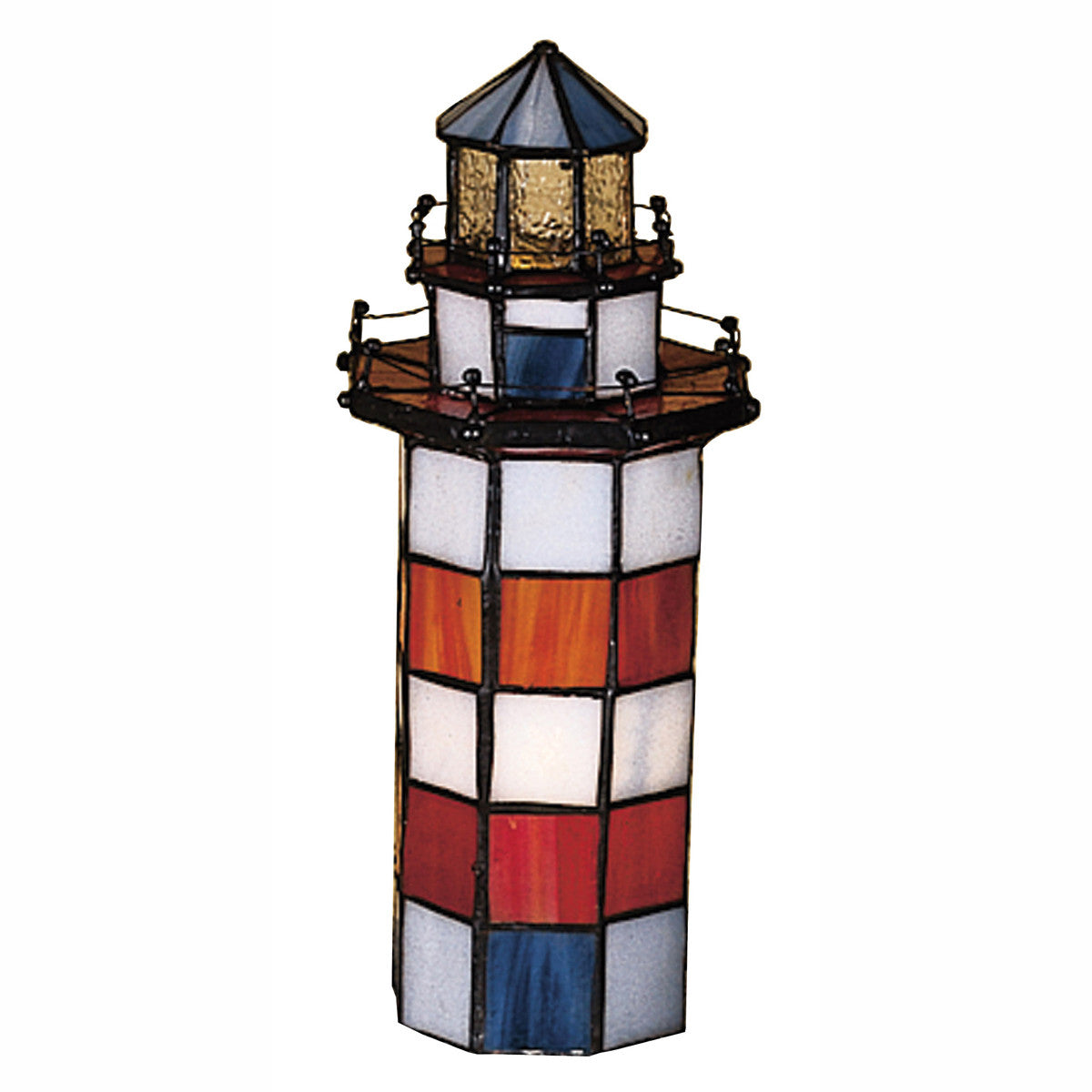 Striped Lighthouse Stained Glass Accent Lamp