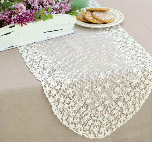 Blossom White Lace Runner - 12 x 54