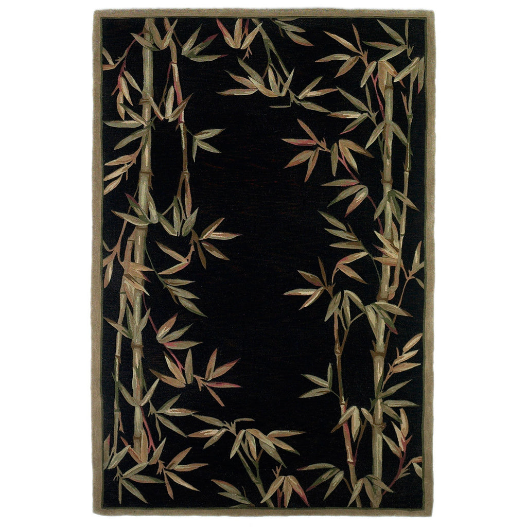 Sparta Black Bamboo Double Border Rug - 5 x 8