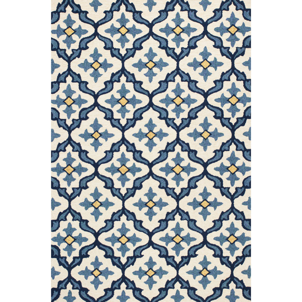 Harbor Ivory and Blue Mosaic Indoor/Outdoor Rug - 3 x 5