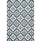 Harbor Ivory and Blue Mosaic Indoor/Outdoor Rug - 3 x 5