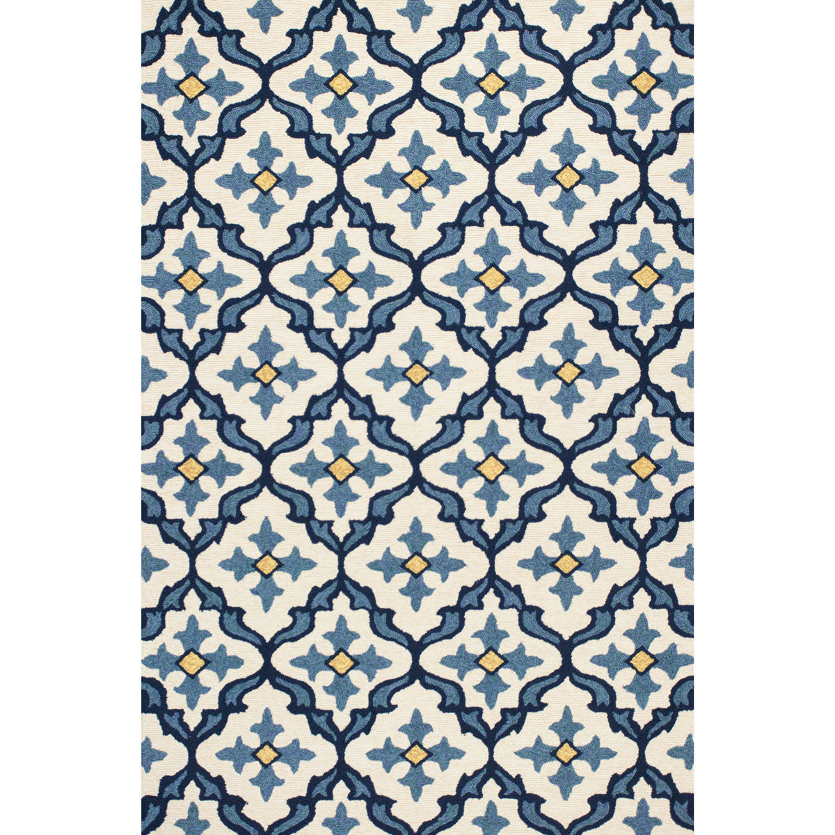 Harbor Ivory and Blue Mosaic Indoor/Outdoor Rug - 3 x 5