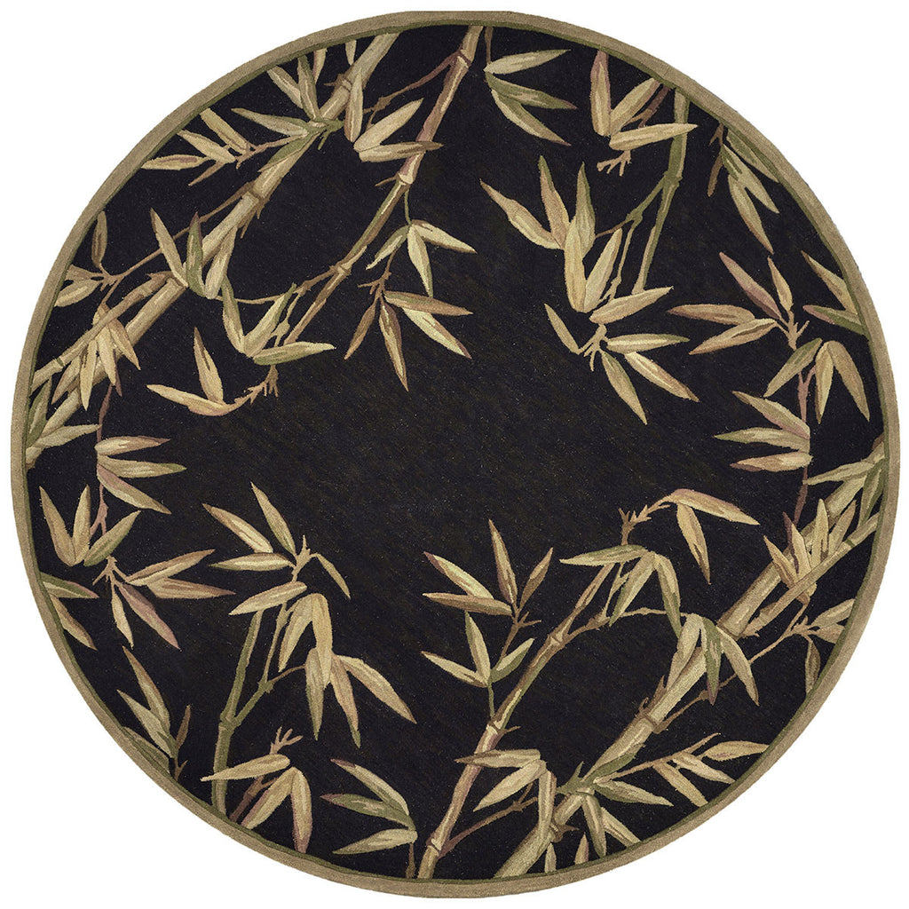 Sparta Black Bamboo Double Border Rug - 8 Ft Round