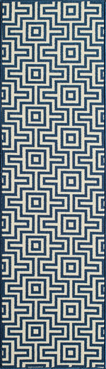 Baja Navy Fret Rug - 2 x 8