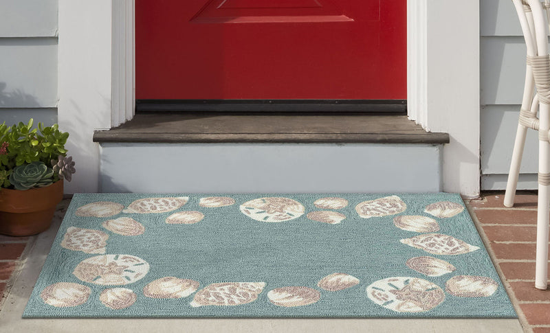 Serena Seashell Aqua Indoor/Outdoor Rug Collection