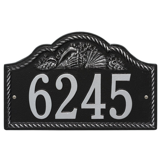 Rope and Shell Arch House Number Plaque - Black & Silver