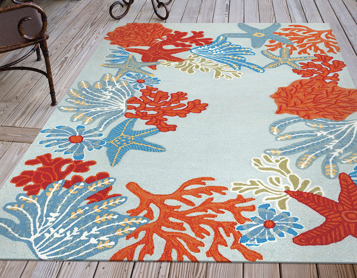 Seaside Party Aqua Indoor/Outdoor Rug - 8 x 12 - OUT OF STOCK UNTIL 10/12/2026