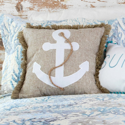 Seascape Coral Anchor Pillow - OVERSTOCK