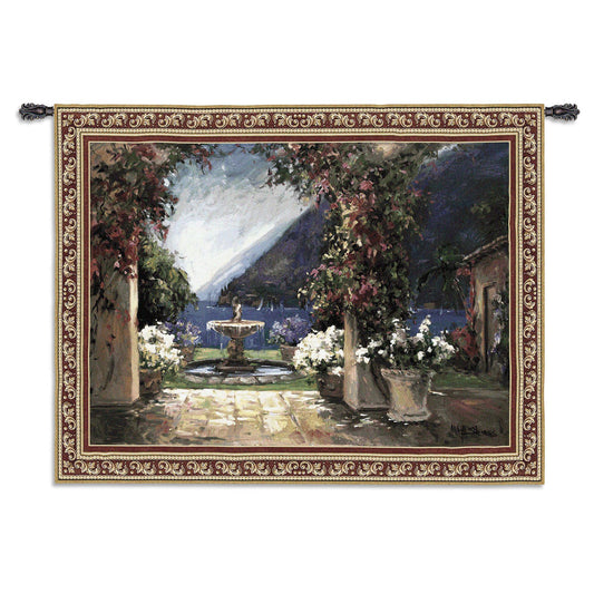 Seaside Fountain Large Wall Tapestry