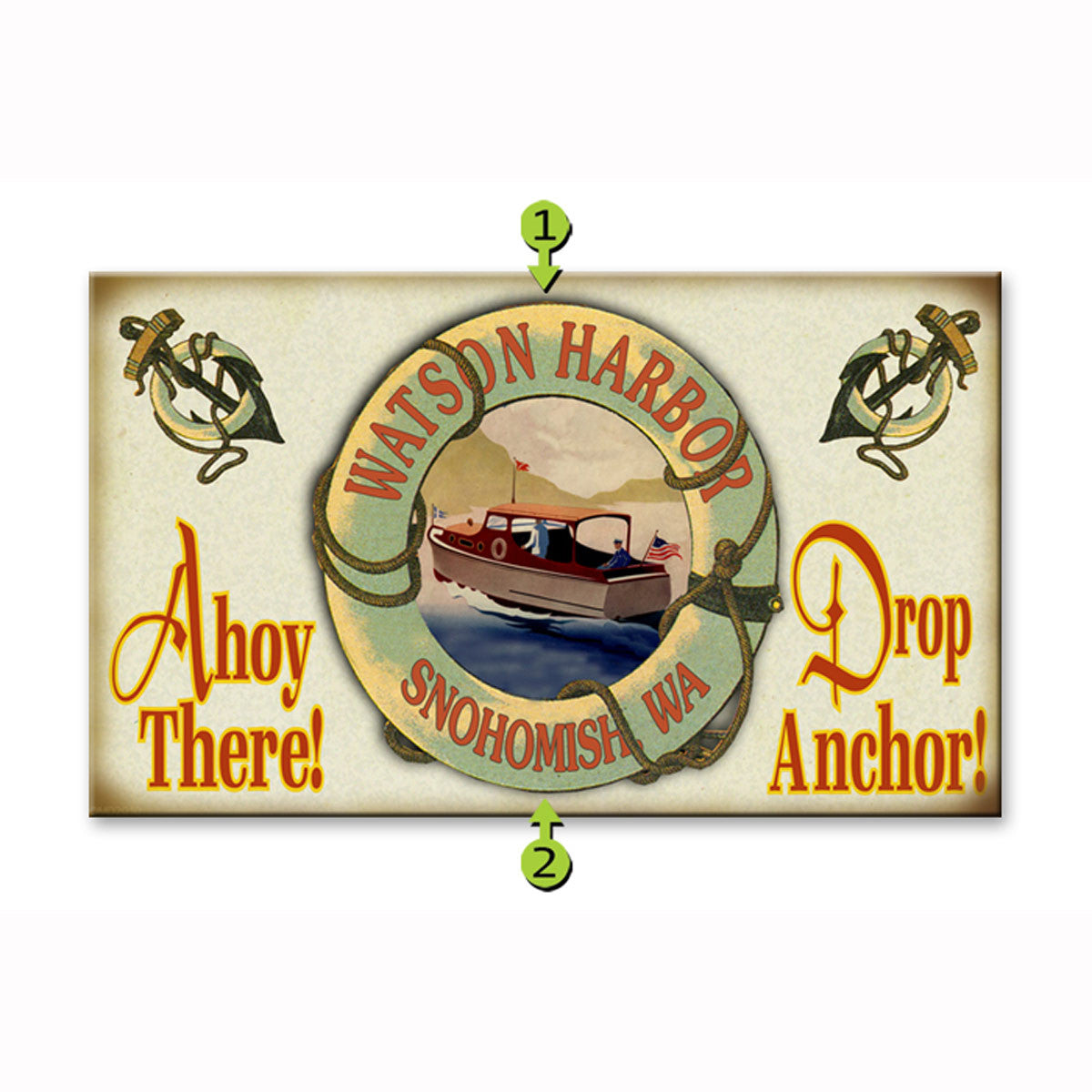 Ahoy There Drop Anchor Motorboat Personalized Sign - 23 x 39