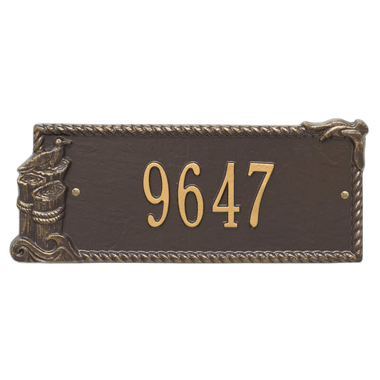 Seagull Rectangle House Number Plaque - Bronze and Gold