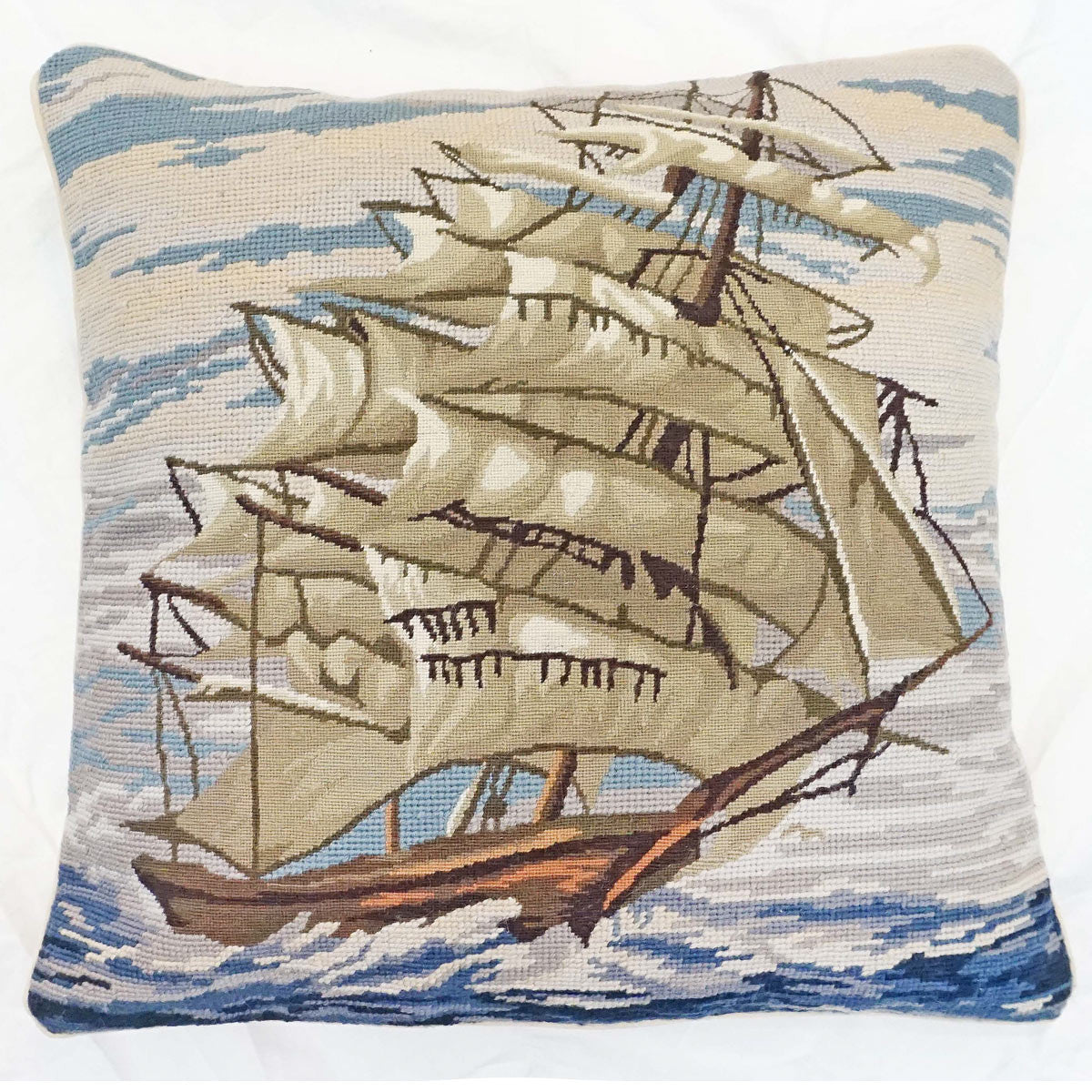 Tail Ship Mixed Stitch Pillow