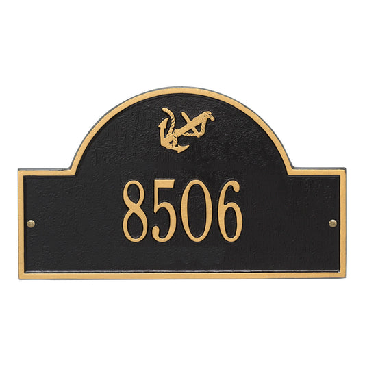 Anchor Arch House Number Plaque - Black & Gold