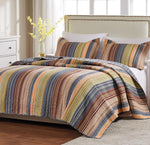 Sandy Beach Stripe 3-Piece Quilt Bed Set - Full/Queen