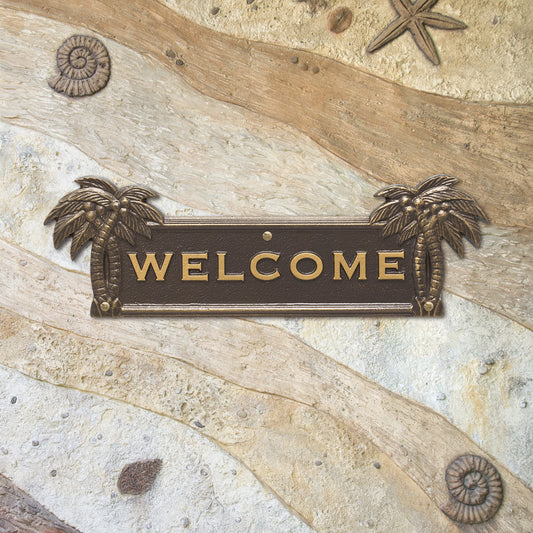 Palm Tree Welcome Plaque - Bronze and Gold